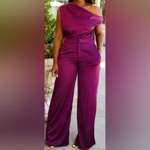 Purple Satin Like Pants-3X